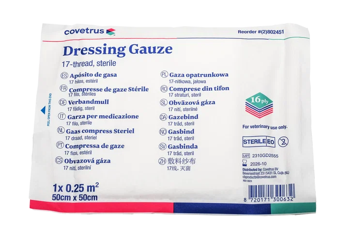 COVETRUS Gasa de Hilo Estéril 25x25 cm 17 Hilos COVETRUS Gasa de Hilo Estéril 25x25 cm 17 Hilos